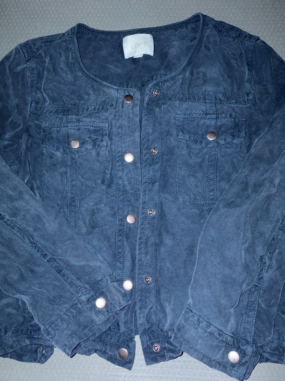 LOFT navy canvas Snap Jacket